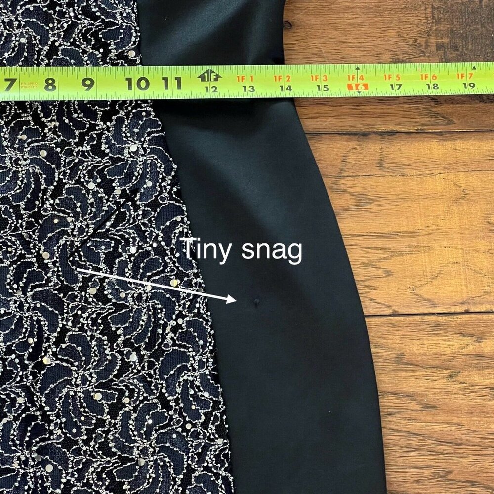 VTG Connected Apparel Women's Dress Size 6 Black Gold Midi Sheath Stretch - Picture 16 of 16